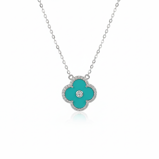 Silver Turquoise Clover Pendant