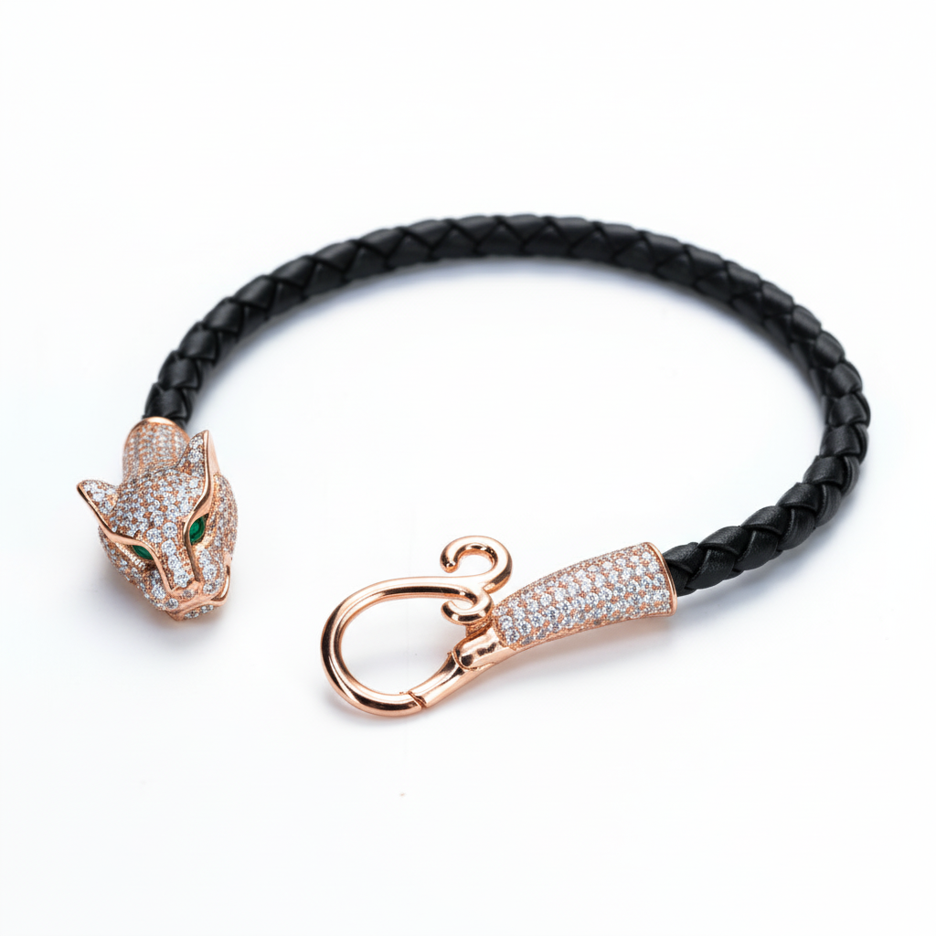Rose Gold Panther Head Luxury Bracelet For Her