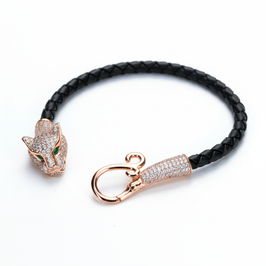 Rose Gold Panther Head Luxury Bracelet For Her