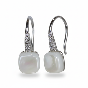 Silver White mother of Pearl French Hook earrings