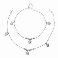Silver Blossomed Flower Anklet