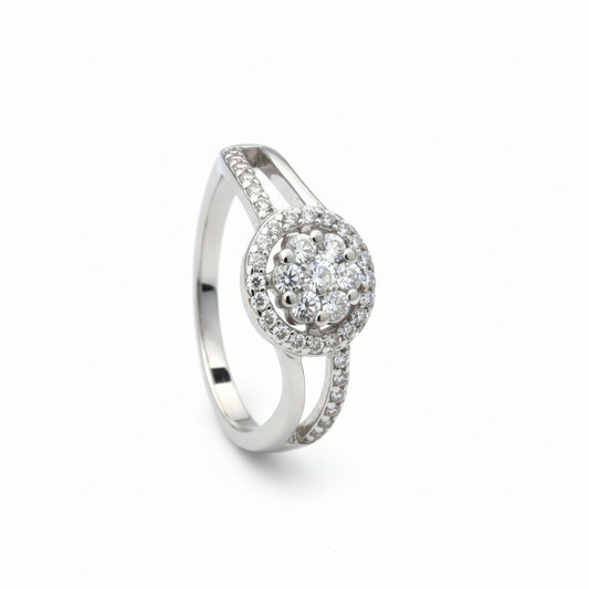 Silver Elegant Split CZ Ring For Her