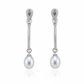Silver Knot Pearl drop hanging Earrings