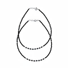 Silver Modern and classic Black beads Design Anklets For her