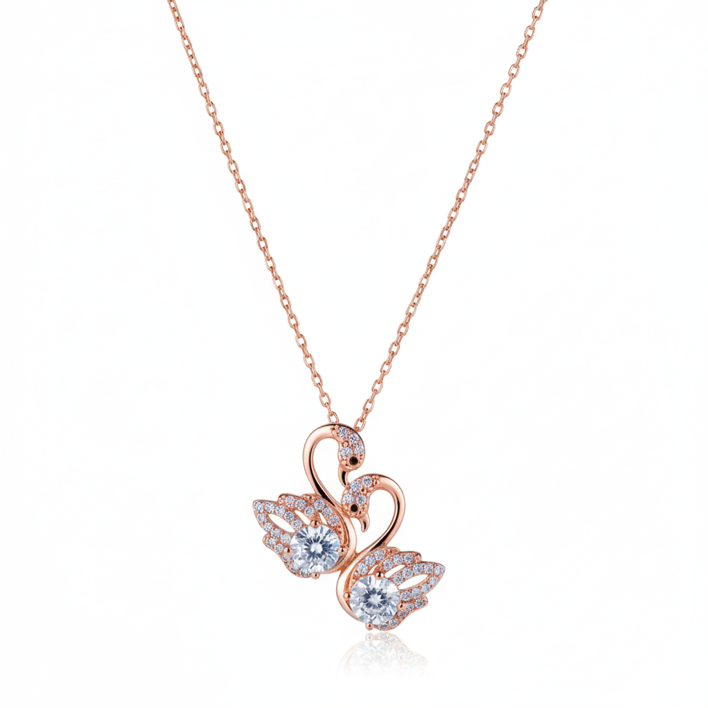 Rose Gold Eternal Love Swan Pendant
