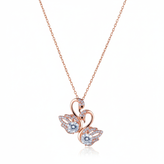 Rose Gold Eternal Love Swan Pendant
