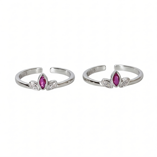 Silver Pink crown Toe ring