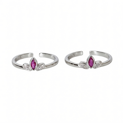 Silver Pink crown Toe ring