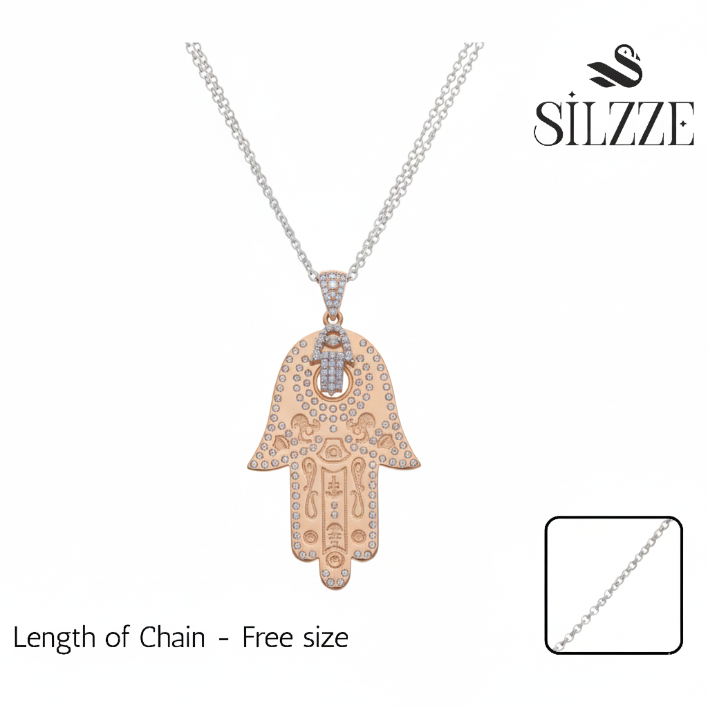 Rose gold Hamsa hand necklace Pendant