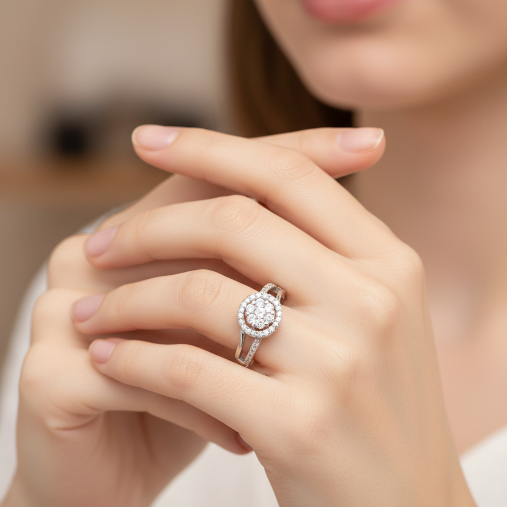 Silver Elegant Split CZ Ring For Her