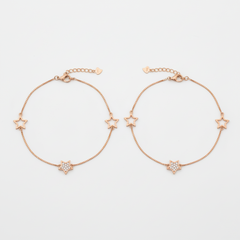 Silver Rose gold star Anklet for her