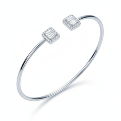 Silver White Baguette Cut Zircona Bracelet