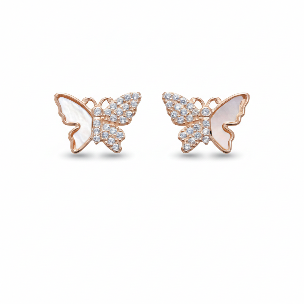 Rose Gold Radiant Butterfly Pendant Set