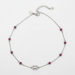 Silver Ruby Red anklet For her