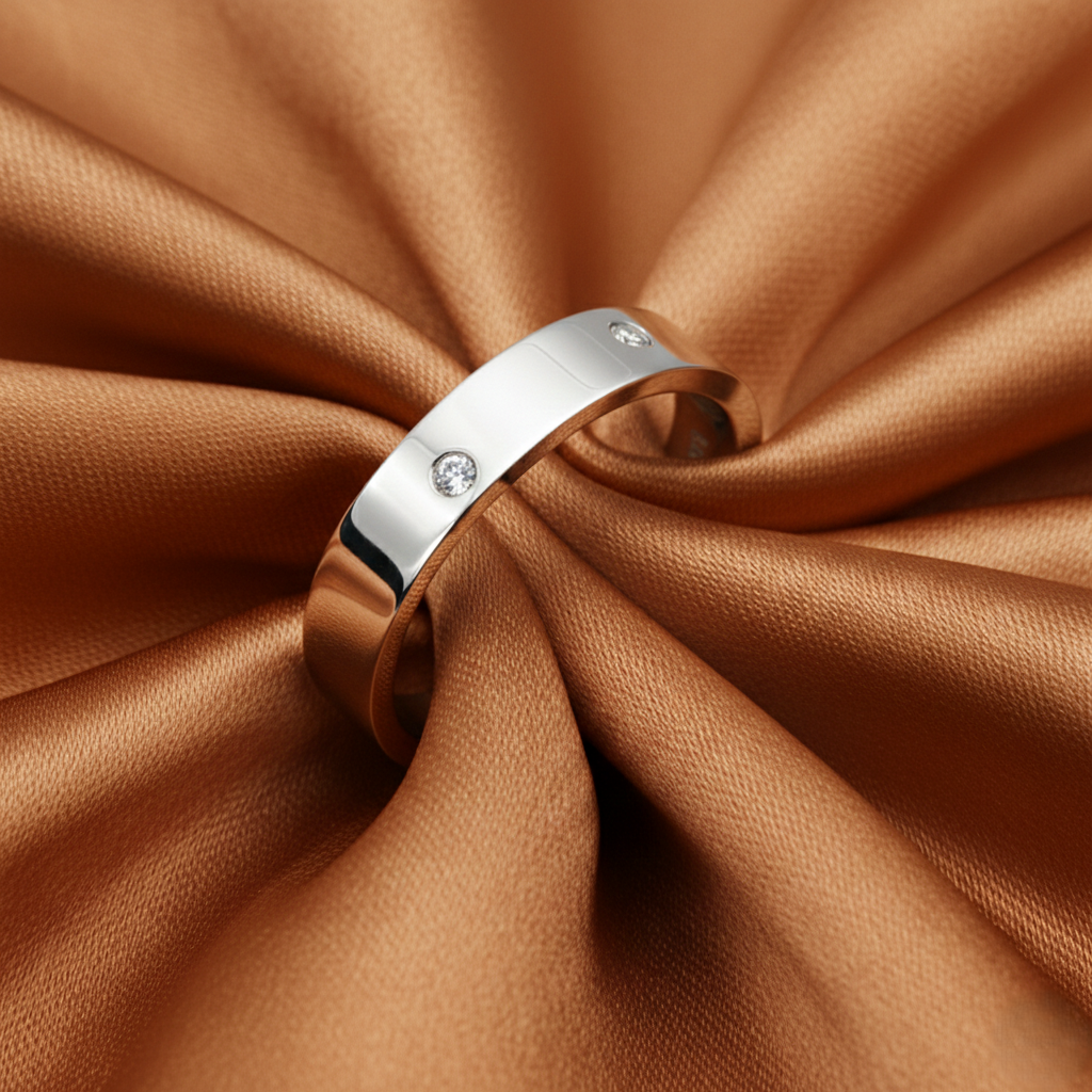 Silver Modern & Minimal CZ diamond Band ring