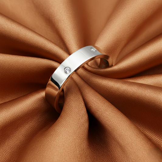 Silver Modern & Minimal CZ diamond Band ring