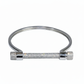 Silver Pave Screw Bar Bangle Bracelet