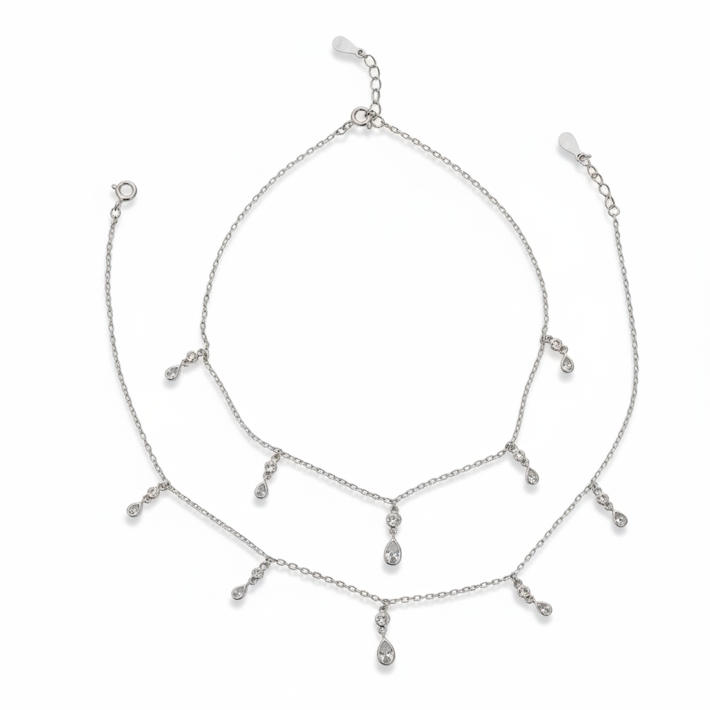 Silver Teardrop Charms Anklet for the cute her