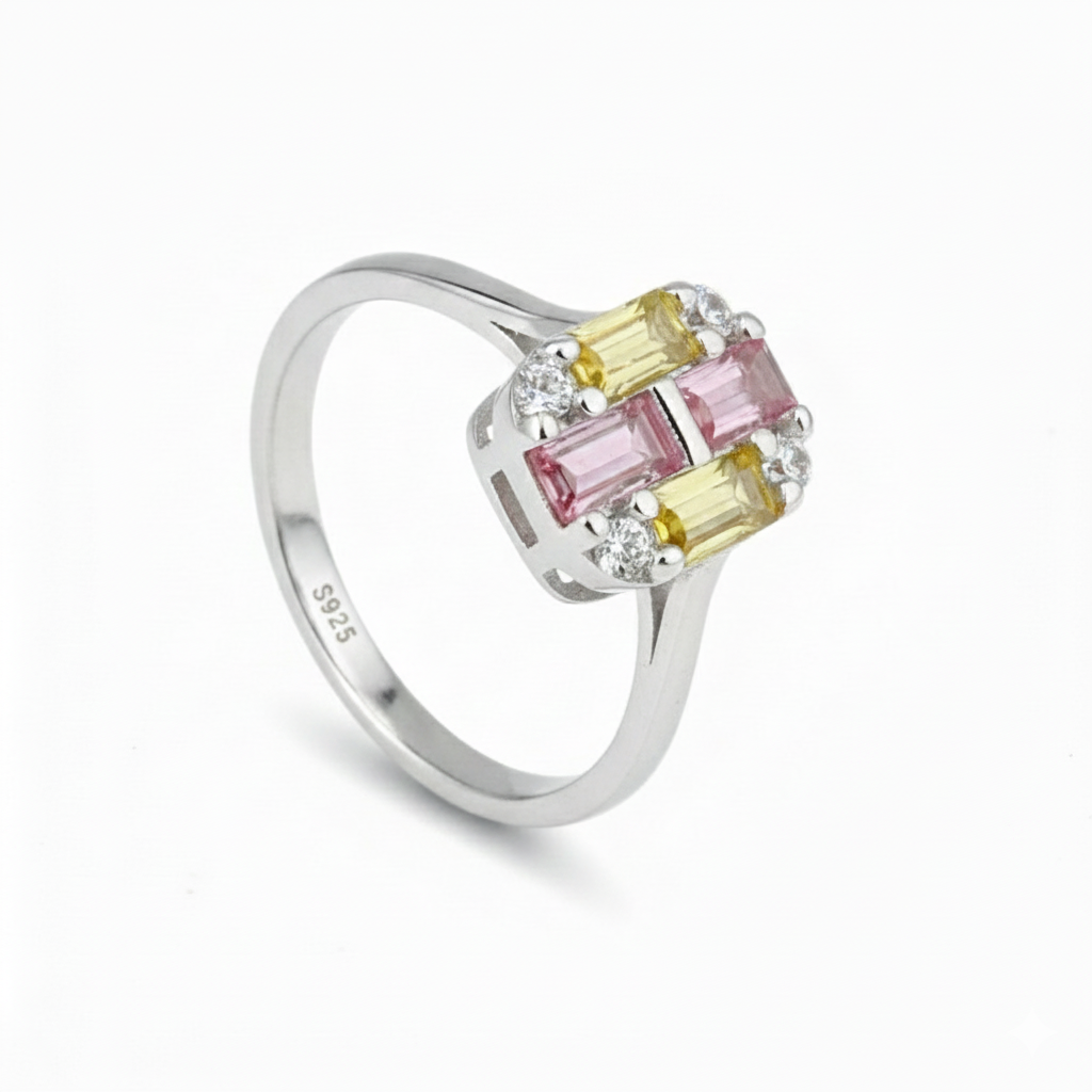 Silver Pastel Peony Ring For Her