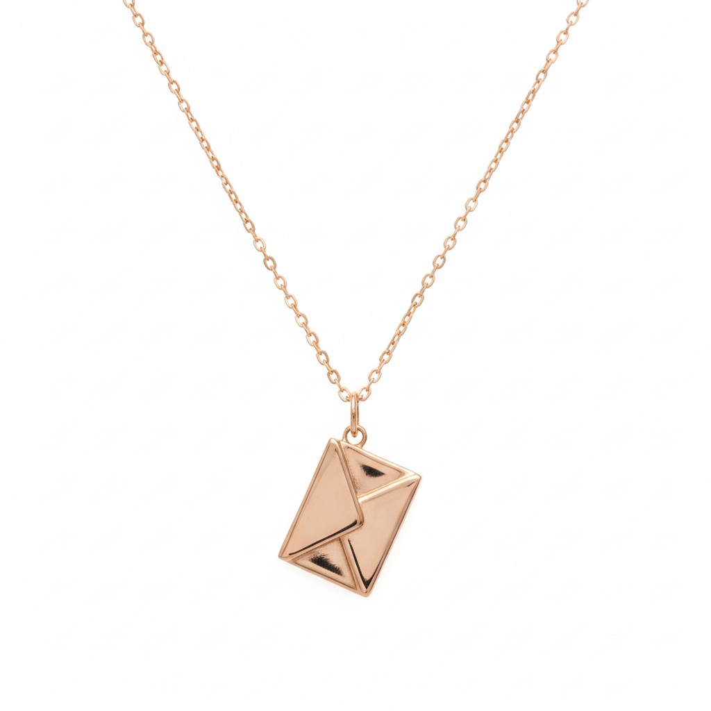 Rose gold secret message Envelope Locket pendant Necklace For her
