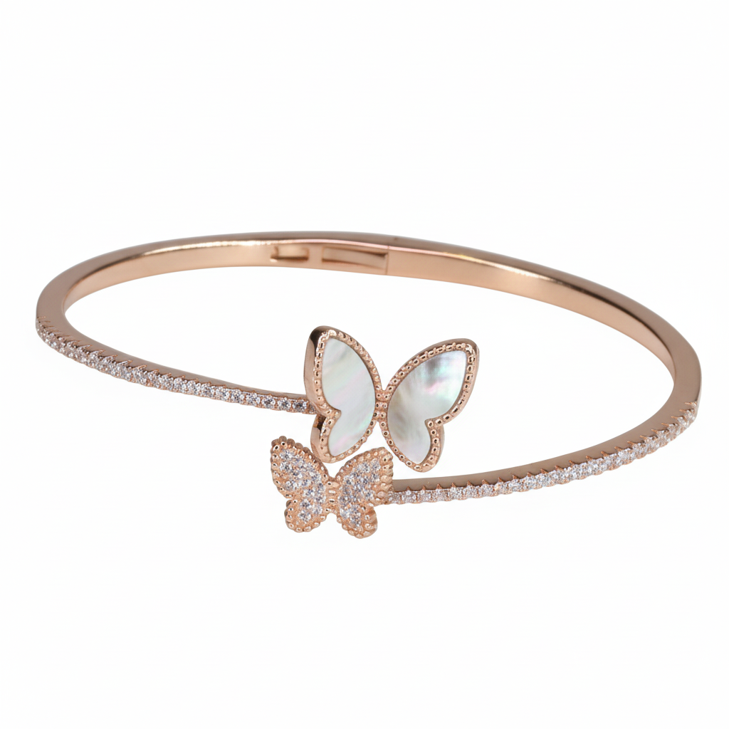 Rose Gold Open Cuff Butterfly Bracelet