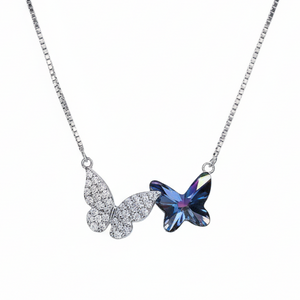 Silver Sparkling Dual Butterfly Pendant