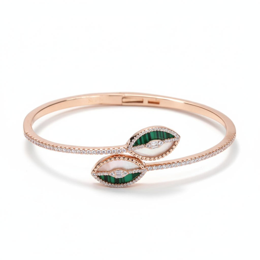 Rose Gold Malachite Wrap Bracelet For Her
