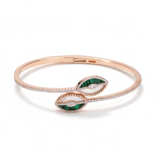 Rose Gold Malachite Wrap Bracelet For Her