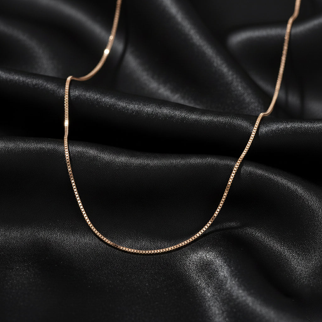 Silver Premium Rose Gold Box chain For her