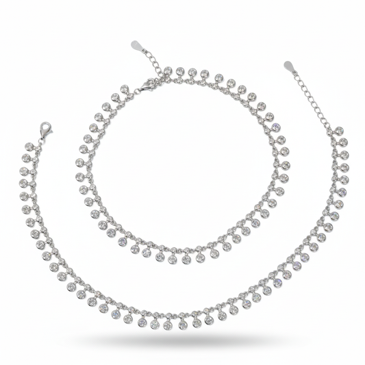 Silver Dancing light diamond cut anklet for her