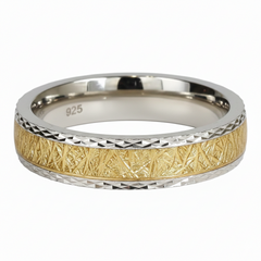 925 Two-Tone Diamond-Cut Ring For Him