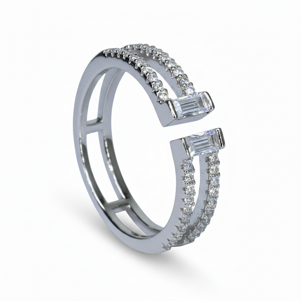 Silver Split Band Ring