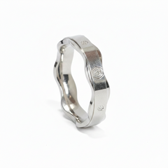 Sterling Silver Wavy Hexagon Motif Band Ring For Him