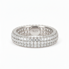 Silver Triple row Iced Eternity Band For Her