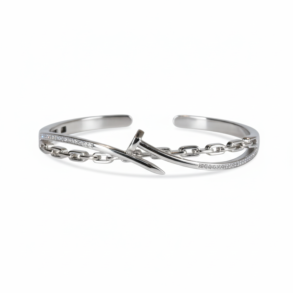 Silver Chic Nail luxe Bracelet For Her