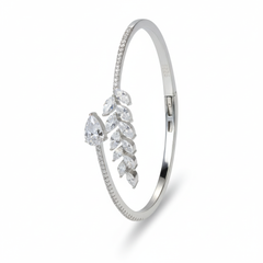 Silver Sparkling Laurel Leaf Bracelet For Her