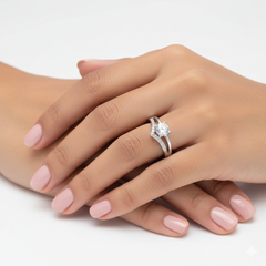 Silver V-Shaped Solitaire (CZ) Diamond Ring for her