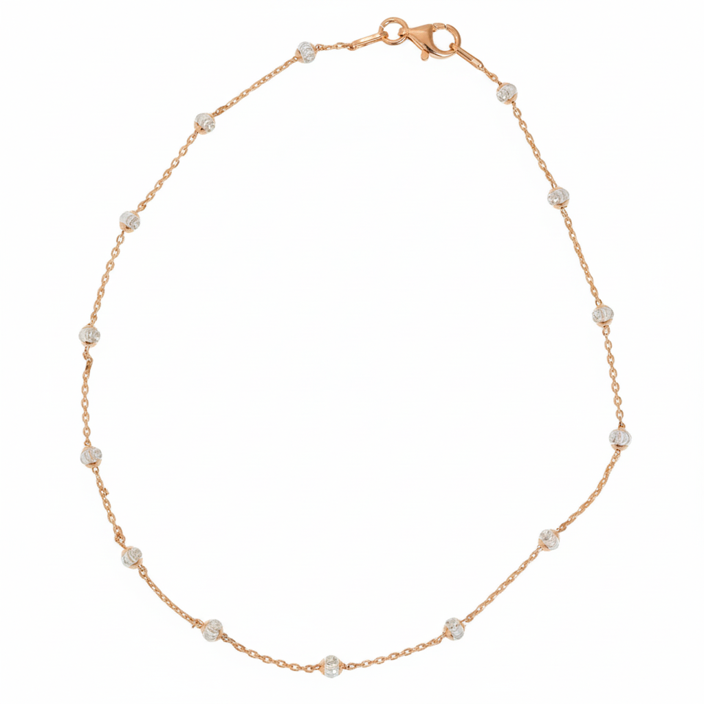 Rose gold with cut design balls anklet for her