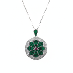 Silver Green Sparkle Pendant