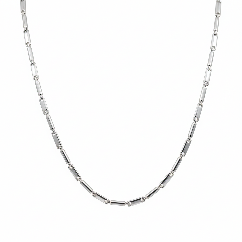 Silver Stick Bar Chain For Him