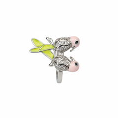 Silver Lovebirds (parrot) sterling silver ring
