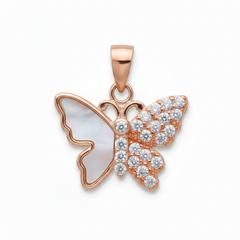 Rose Gold Radiant Butterfly Pendant Set