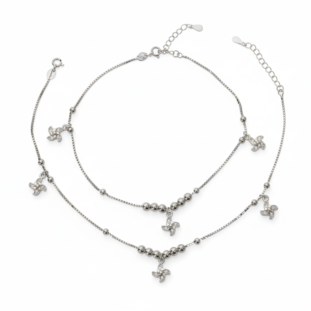 Silver Star charm Anklets
