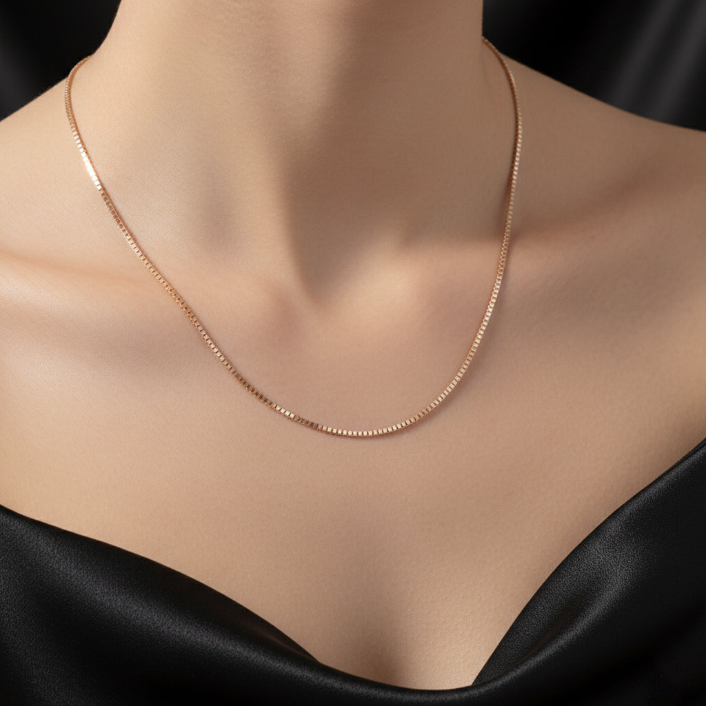 Silver Premium Rose Gold Box chain For her