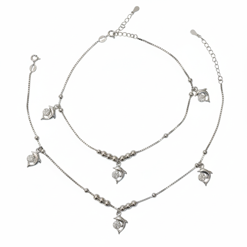 Silver Cute Dolphin wandering Anklet for her