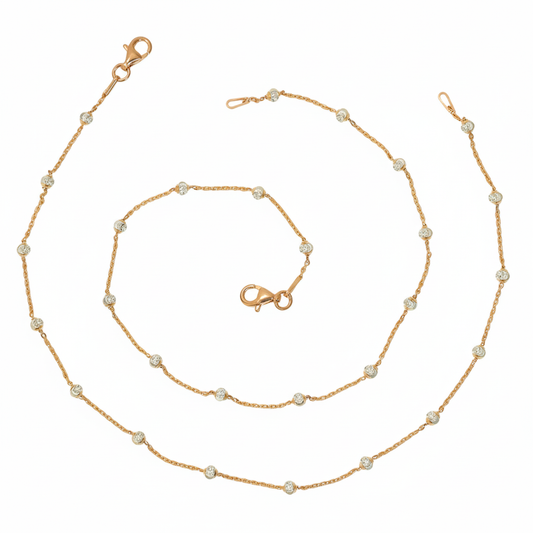 Rose gold with cut design balls anklet for her