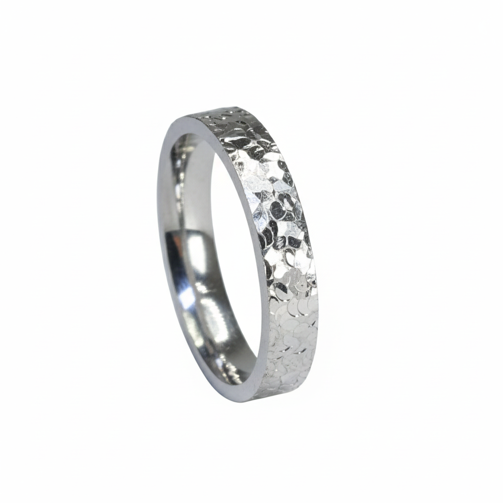 Silver Hammered Texture Daisy Band For Her