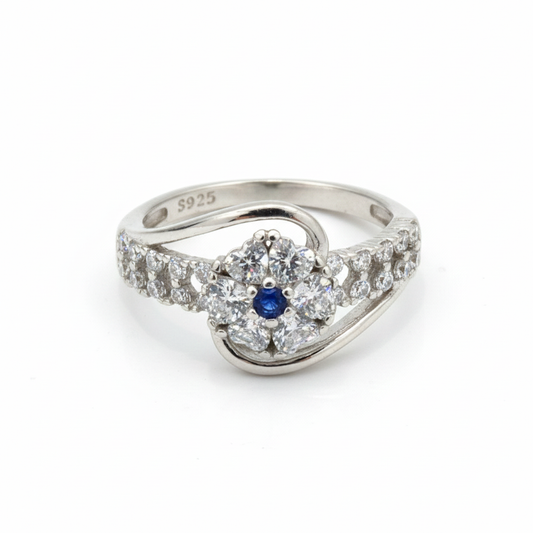 Blue Daisy Bloom Statement Ring