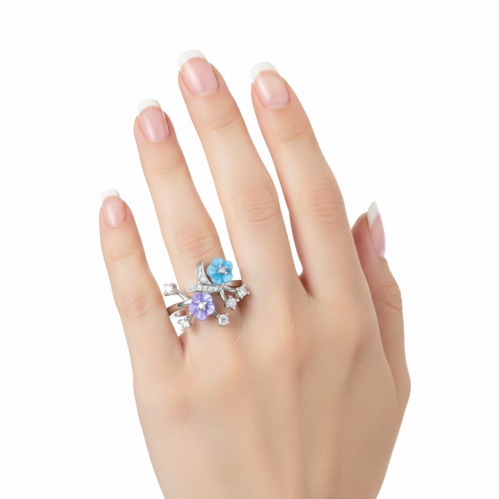 Silver Enchanted Garden Bloom ring for her