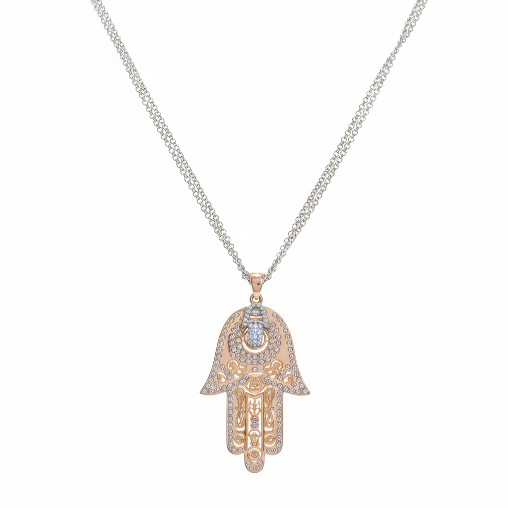 Rose gold Hamsa hand necklace Pendant